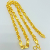 新款时尚霸气项链男士链子镀金麦子麻花金店同款福字空心车花瓜子送女朋友老婆情人节七夕生日礼物