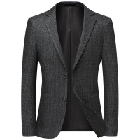 秋冬条纹免烫弹力西装男士中青年西服修身潮流男休闲单西