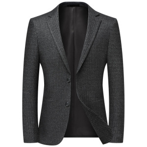 秋冬条纹免烫弹力西装男士中青年西服修身潮流男休闲单西