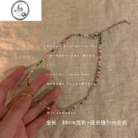 JiMi夏日彩色串珠项链女设计小众高级感百搭T恤叠戴锁骨链choker颈链