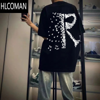 HLCOMAN快手红人同款圆领短袖T恤潮流印花宽松男ins夏天薄款上衣