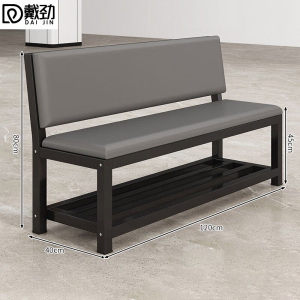 戴劲长条凳软包沙发换鞋凳等候靠背休息区长条椅子120*45*80cm双层