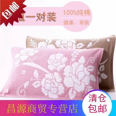 纱布枕巾结婚枕巾忱纯棉儿童纯棉枕头布枕套加厚加密一对大号
