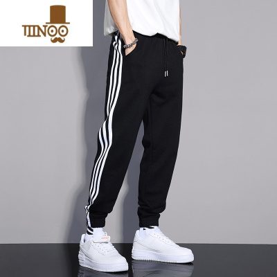 YANXU三条杠运动卫裤男夏季薄款百搭潮牌宽松束脚裤篮球休闲长裤子