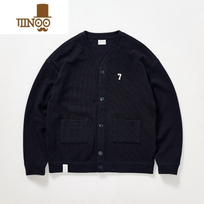 YANXU华夫格开衫男纯色V领毛衣男潮牌针织衫情侣装外套