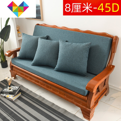 加厚45D加硬海绵坐垫实木沙发座垫子坐垫红木椅坐垫防滑可拆洗墨蓝色（8厘米厚-45D）50*155厘米（只含坐垫）