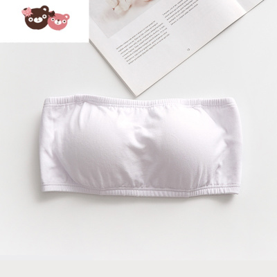 绿彩虹光抹胸美背学生内衣一体聚拢裹胸背心带胸垫少女内搭打底无肩带