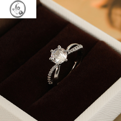 JiMi仿真婚戒对戒一克拉女戒情侣结婚一对男女假钻戒婚礼仪式替代戒指