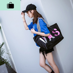 休闲女包大包包旅行包轻便尼龙布包健身包时尚潮流单肩包简约手提NEW LAKE 黑小号前后两面不同女士单肩包 黑小号前后两面不同