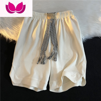 七斓美式复古hiphop高街华夫格休闲裤子男女夏季宽松篮球运动五分短裤