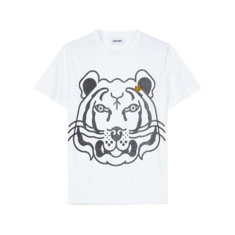 高田贤三(Kenzo)纯棉宽松圆领短袖T恤女款休闲百搭运动白色套头衫