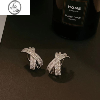 JiMi韩系高级感法式百搭耳环女小众质感几何形XX耳钉冷淡风耳饰品