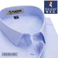 啄木鸟夏男士短袖棉衬衫中年抗皱商务职业正装宽松长袖衬衣加大码