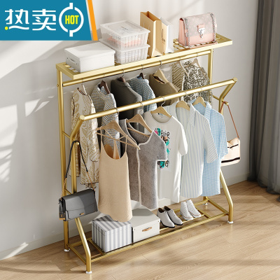 敬平衣架卧室落地晾衣架家用挂衣杆阳台收纳箱盒晾晒衣架被子收纳器 [加粗]长120高160 白色 带顶板 高质量