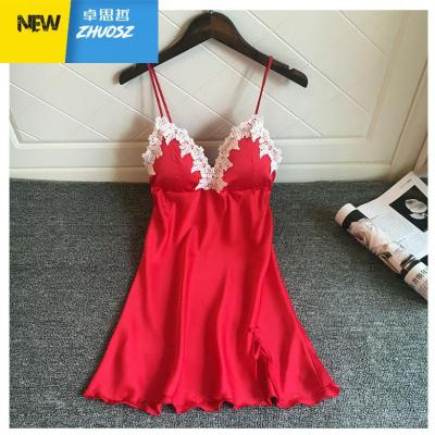 性感睡衣女带胸垫季绸聚拢小胸修身情调衣人吊带睡裙薄卓思哲