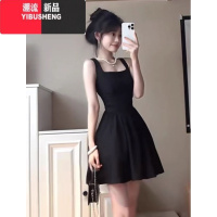 YIBUSHENG赫本风黑色吊带连衣裙子女季小个子法式高级感甜辣妹气质短裙子