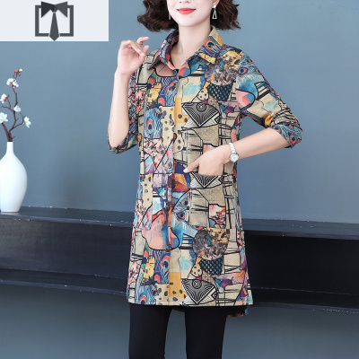 SUNTEK中老年妈妈装衬衫2020春秋新款中年女装长袖上衣风衣外套50-60岁风衣