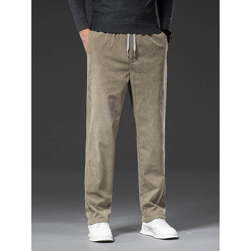 灯芯绒裤子男生春秋款舒适透气休闲裤男士新款松紧腰运动宽松长裤