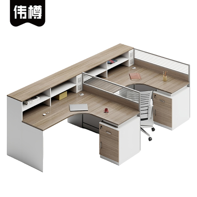 伟樽屏风办公桌双人位带二椅280*150*110cm套