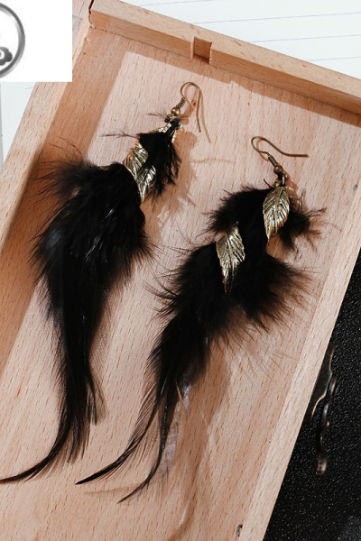 JiMi民族风波西米亚长款羽毛气质流苏个性百搭小众设计高级耳环耳饰女