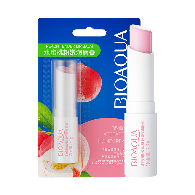 [2只装]泊泉雅水蜜桃粉嫩润唇膏2.7g 滋润保湿秋冬润唇膏