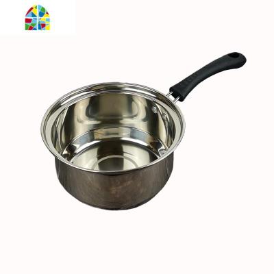 不锈钢家用奶锅煮汤锅儿童辅食锅宿舍煮面单人小锅电磁炉火锅厨具 FENGHOU 18cm单锅——有盖有赠品外径17cm