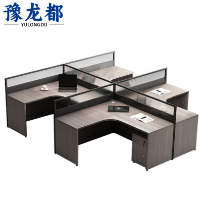 豫龙都屏风工位干字型四人位张