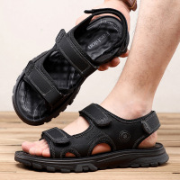 大码沙滩鞋夏季新款男式凉鞋真皮轻便户外休闲鞋头层牛皮鞋子
