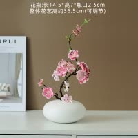 简约三件套花瓶家居摆件白色陶瓷插花干花客厅玄关电视柜装饰品 三维工匠 螺纹三件套