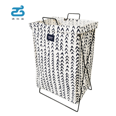 清科蓝脏衣篮棉麻收纳箱脏衣服收纳筐家居脏衣篓洗衣篮大容量玩具收纳箱整理折叠箱收纳袋铁架收纳筐