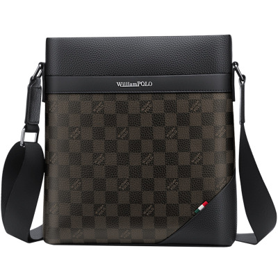 斯妮拉英皇保罗商务公文包男士竖款真皮包新款休闲斜挎包头层牛皮单肩包