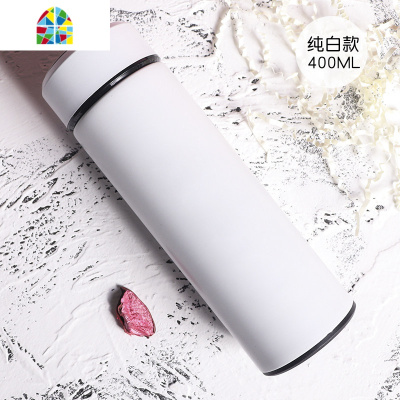 CICG个性潮流便携磨砂智能保温杯男士泡茶随手水杯304不锈钢杯子 FENGHOU 黑色智能款+黑色礼盒+手提袋