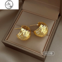 JiMi金属高质感褶皱耳环女轻奢小众设计高级耳钉2023年新款潮气质耳饰