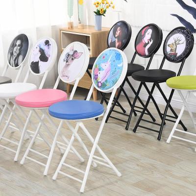 折叠凳子靠背椅子家用便携小圆凳宿舍椅餐椅办公椅会议培训电脑椅