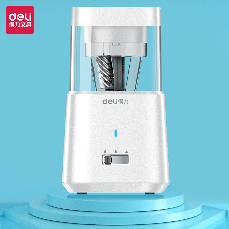 得力(deli)71202电动削笔机 双电源卷笔刀 自动进笔转笔刀削笔刀铅笔