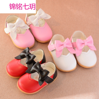 锦铭七玥2017年秋季女宝宝皮鞋婴幼儿小公主学步鞋蝴蝶结牛筋底皮鞋批发