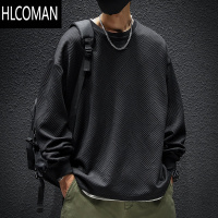 HLCOMAN胖子宽松大码长袖T恤男装休闲加肥加大码卫衣套头加绒新款上衣服