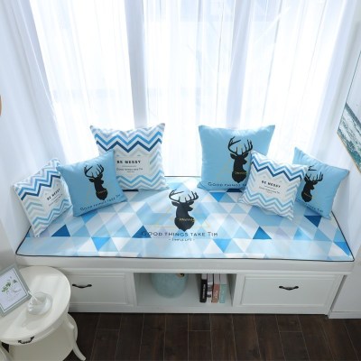 家柏饰(CORATED)北欧高密度乳胶飘窗垫窗台垫定做榻榻米阳台海绵垫沙发毯坐垫 鹿蓝 20cm飘窗垫