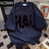 HLCOMAN特大码300斤美式复古短袖T恤男女装夏季宽松半袖情侣体恤
