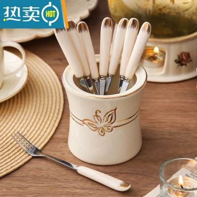 敬平水果叉套装创意可爱家用勺子不锈钢蛋糕叉子水果签果插欧式小奢华 蝴蝶罐+8根银色简约果叉