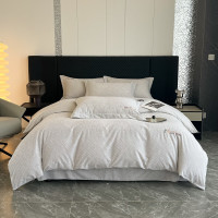 悠梦嘉居 全棉长绒棉磨毛刺绣四件套 1.5/1.8床可使用 被套+床单+枕套*2 中性灰 YJ-14569