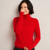秋冬新款宽松套头羊绒针织衫纯色堆堆领羊毛打底衫女士内搭毛衣