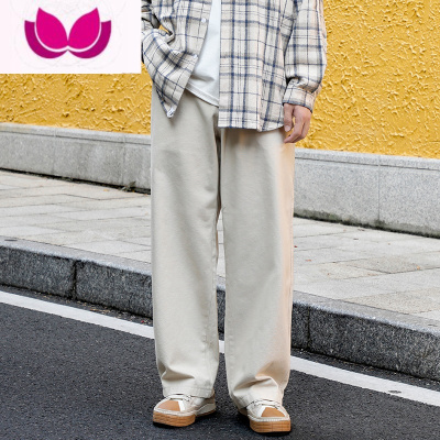 七斓日系复古直筒宽松工装裤男春季街头ins潮牌百搭休闲长裤阔腿裤子