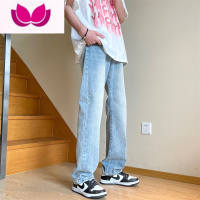 七斓纯黑色直筒牛仔裤男款oversize裤子美式高街潮牌显瘦休闲长裤