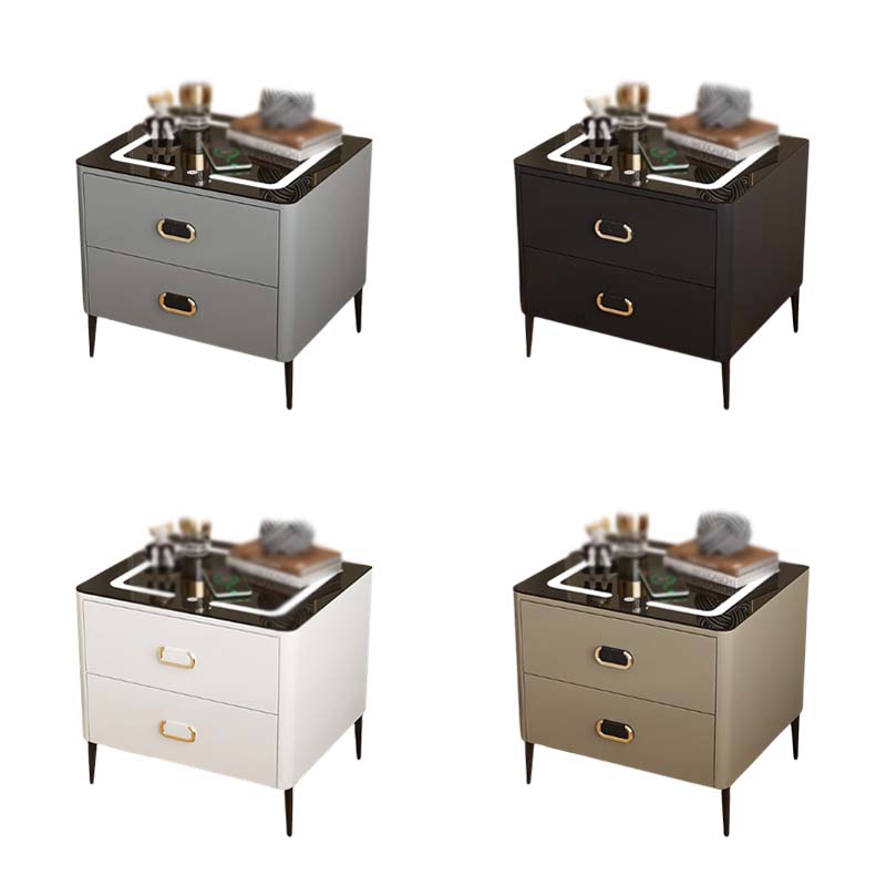 汉诺鑫威钢制智能床头柜保险箱家用一体现代多功能指纹无线快充简约床头柜纯钢二斗