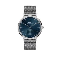 丹尼尔惠灵顿(Daniel Wellington)女款蓝色多功能机械表40mm银色不锈钢网状表带防水时尚