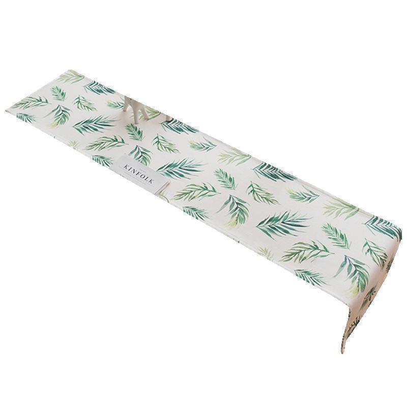 家柏饰(CORATED)北欧INS叶棉麻布艺茶几电视柜长条客厅餐厅餐桌布盖巾桌旗 飘叶桌旗 35*200cm