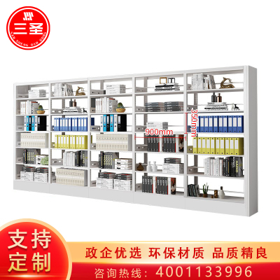 三圣 办公家具钢制书架学校图书馆书店书籍室阅览室书架展示架书柜资料架柜双面一列五组