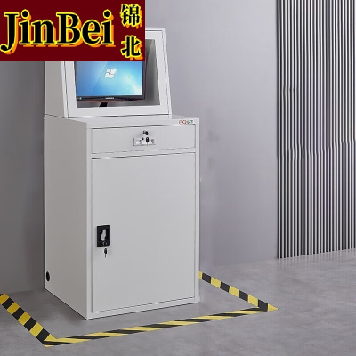 锦北PC工业电脑监控机箱柜机一体机网络柜工业机柜 灰白-不带轮组装款