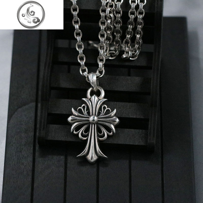 剋罗心925纯银复古潮童军花吊坠女字母项链男 jimi